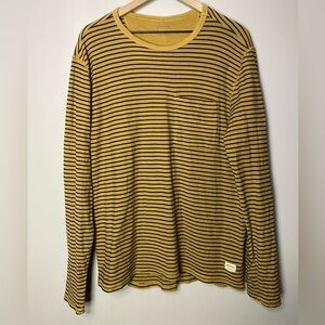 Black and mustard‎ Striped gold yellow Long-Sleeve Shirt large